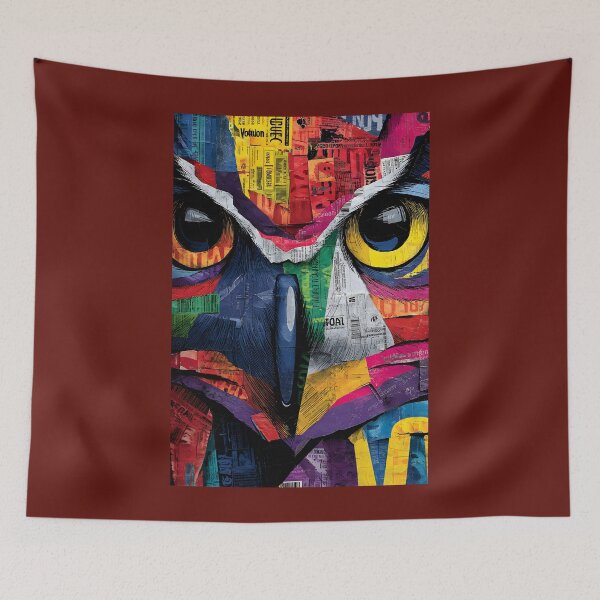 Item preview, Paper Collage Owl - Bright and Playful Wildlife Portrait for Modern Spaces designed and sold by OlfactoART Studio.