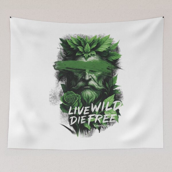 Item preview, Rooted in Wild Born to Be Free – Tattoo Style Green Man Tee – Gothic Nature Clothing designed and sold by Katapultink.
