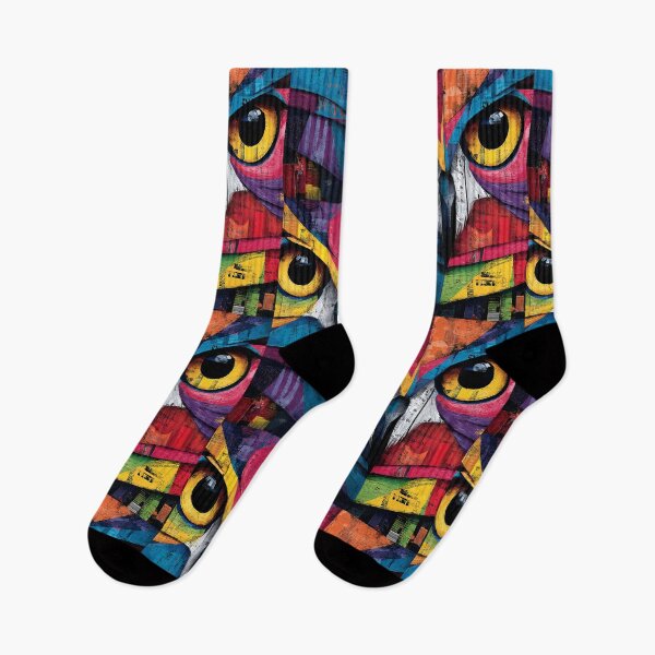 Item preview, Abstract Geometric Owl Face - Vibrant Close-Up Wildlife Artwork with Bold Colors designed and sold by OlfactoART Studio.
