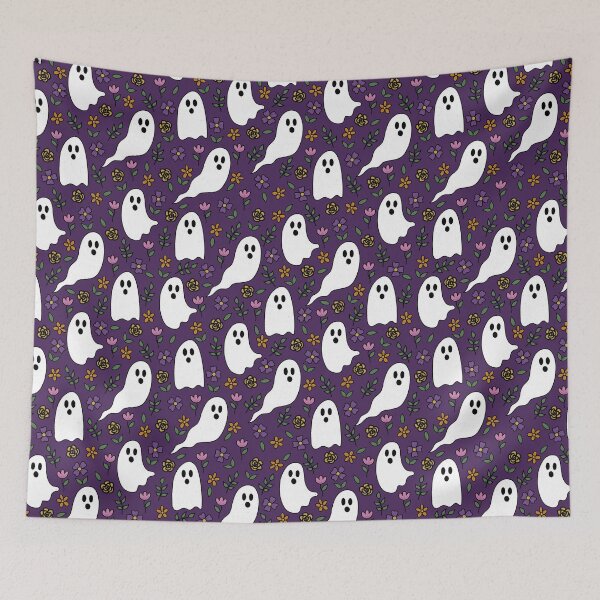 Item preview, Ditsy purple floral ghosts designed and sold by SketchNScribbleShop.