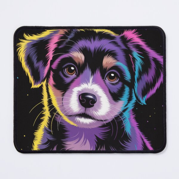 Item preview, Galactic Pup - Neon Puppy Portrait, Vivid Colors, Cosmic Art, Digital Pet Illustration, Whimsical Puppy Art, Black Background, Mystical Animal Artwork designed and sold by LoomylooDesigns.
