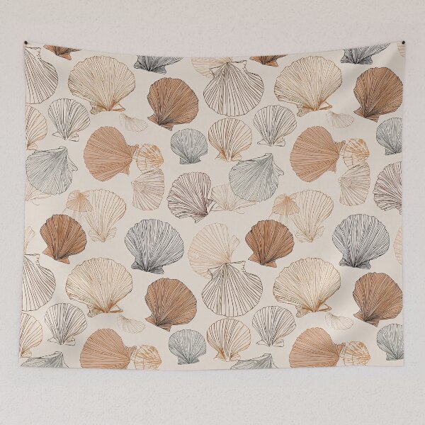 Item preview, Seashell Line Art Coastal Pattern designed and sold by Kybruno's Creations.