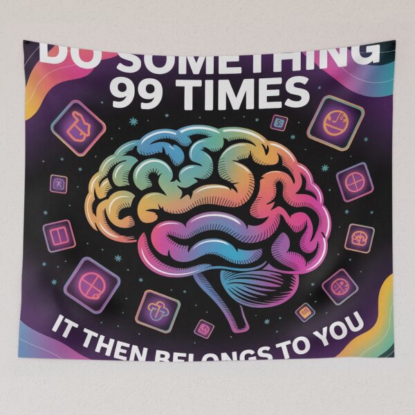 Item preview, Do Something 99 Times - Futuristic Brain Art, Neon Digital Mind, Social Media Icons, Persistence Motivation Poster, Cosmic Gradient, Tech Inspired Decor designed and sold by LoomylooDesigns.