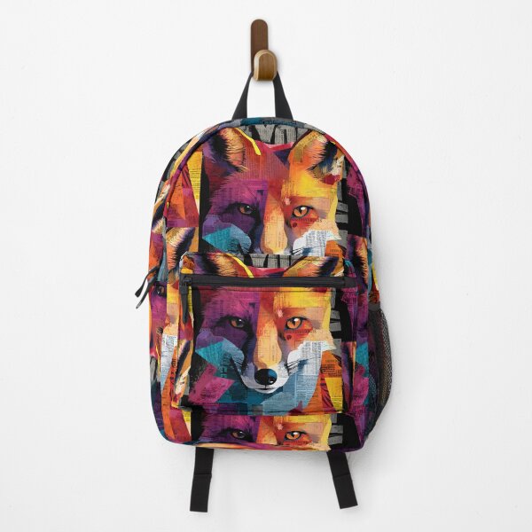 Item preview, Alert Fox Strike - Geometric Wildlife Portrait with Bold Colors and Newspaper Collage designed and sold by OlfactoART Studio.