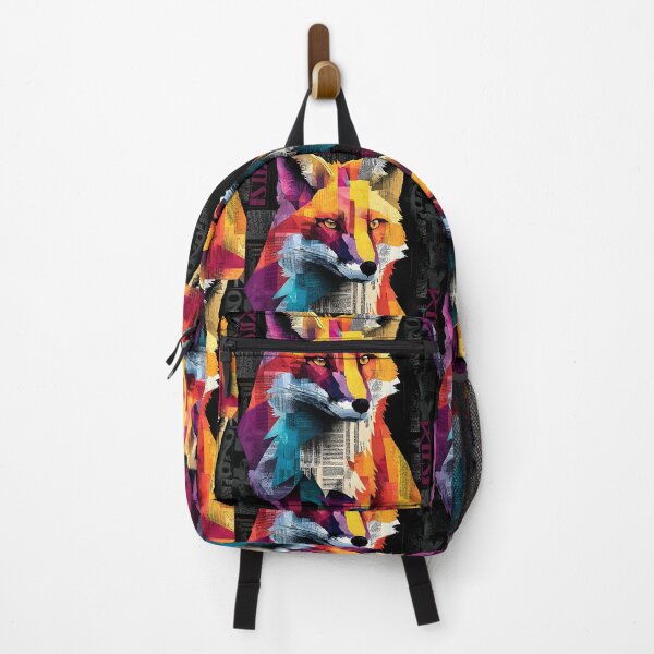 Item preview, Dynamic Fox Burst - Geometric Wildlife Collage with Vibrant Colors and Textured Layers designed and sold by OlfactoART Studio.