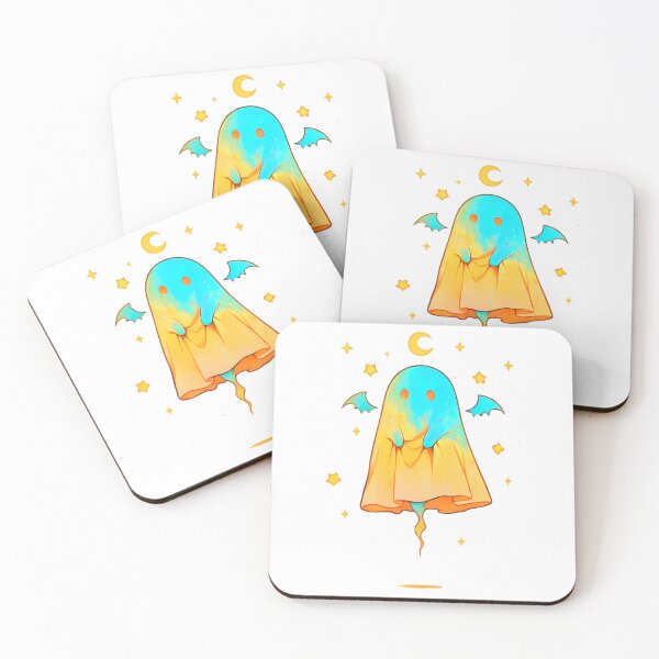 Item preview, yellow and turquoise ghost designed and sold by BAXEL.