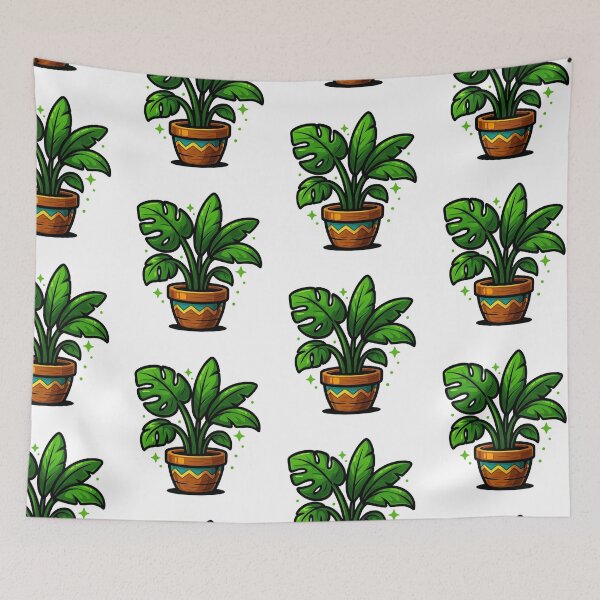 Item preview, Monstera Plant in Decorated Pot – Indoor Plant Design designed and sold by Ahau Designs.