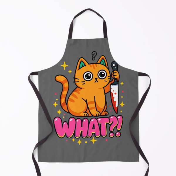 Item preview, Cute Killer Cat Meme – Funny Orange Cat with Knife Cartoon “WHAT?!” Design designed and sold by DirtyGirlGraphics.