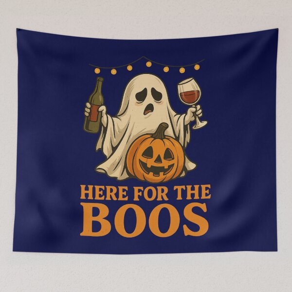 Item preview, Here for the Boos Funny Halloween Ghost Drinking Wine Design designed and sold by ViralByDesign.