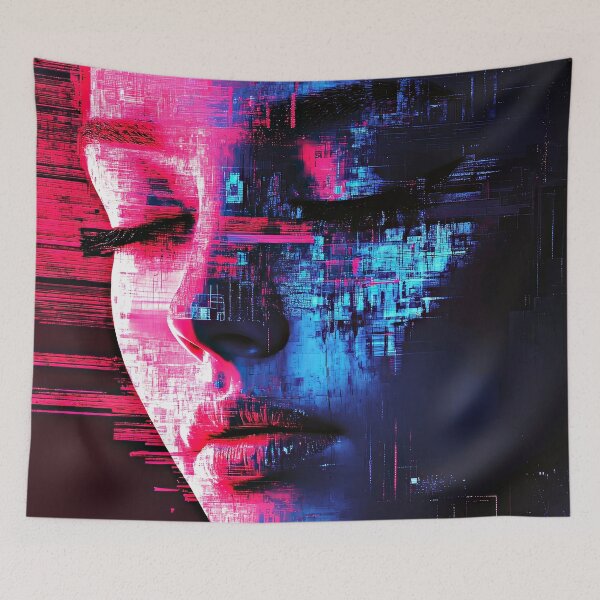 Item preview, Colorful Glitch Face Futuristic, Edgy, And Bold Hues designed and sold by DEC02.