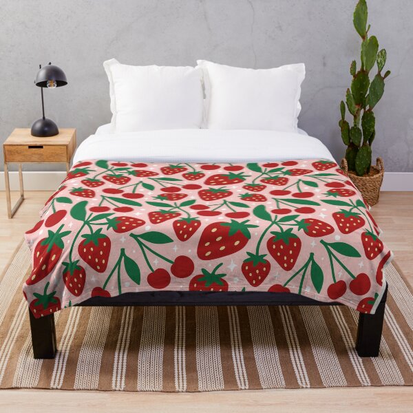 Item preview, Strawberries & Cherries – Retro Fruit Pattern on Blush Pink designed and sold by HotFluff.