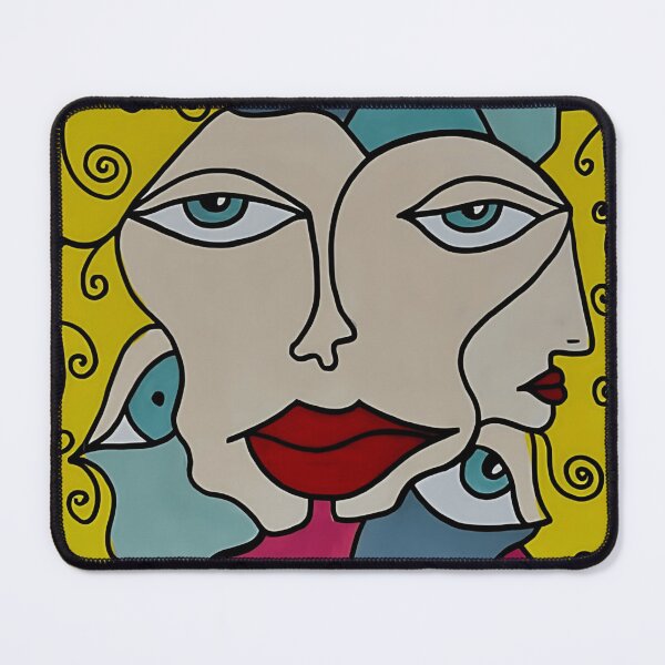 Item preview, Cubist Portrait with Dual Faces and Curly Hair designed and sold by Eleenanovac.