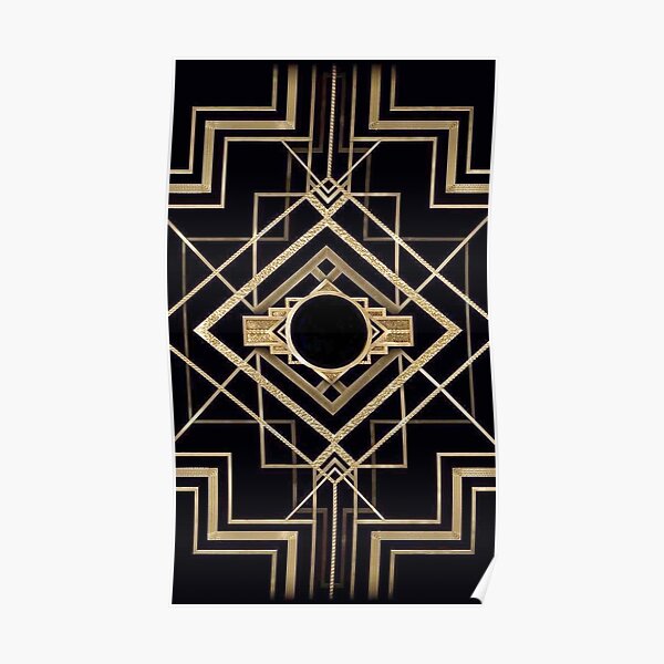Art deco,vintage,1920 era,The Great Gatsby,gold,black,pattern,elegant,chic,modern,trendy Poster