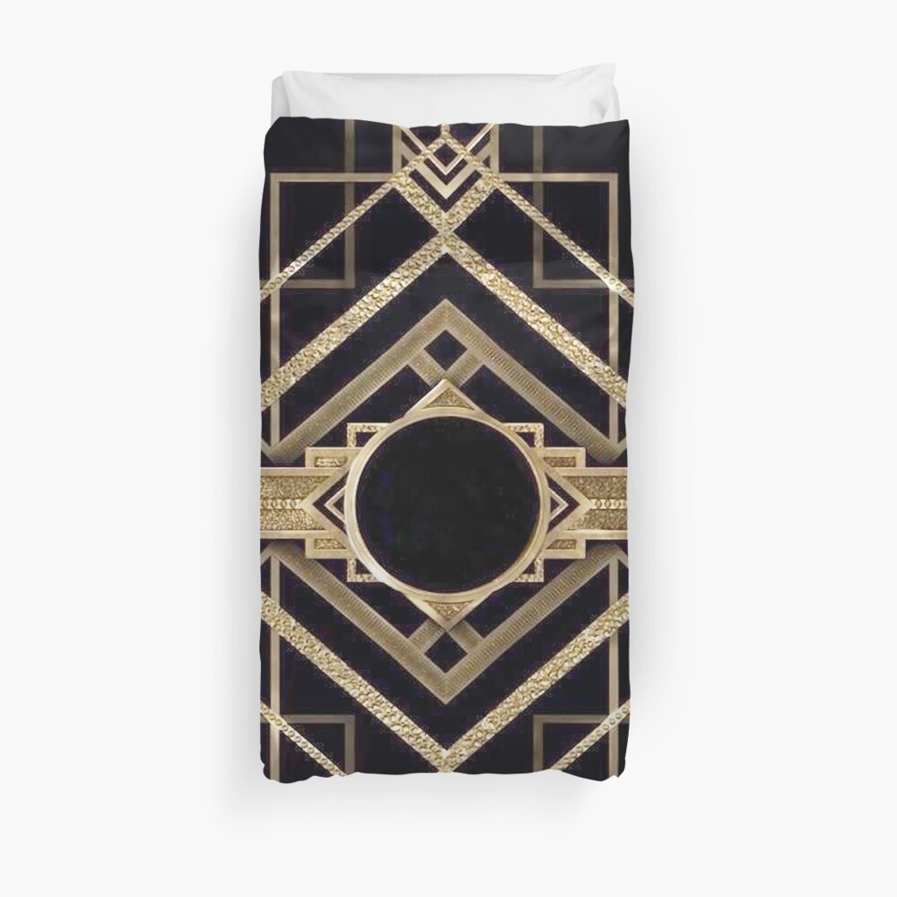 Art deco,vintage,1920 era,The Great Gatsby,gold,black,pattern,elegant,chic,modern,trendy Duvet Cover