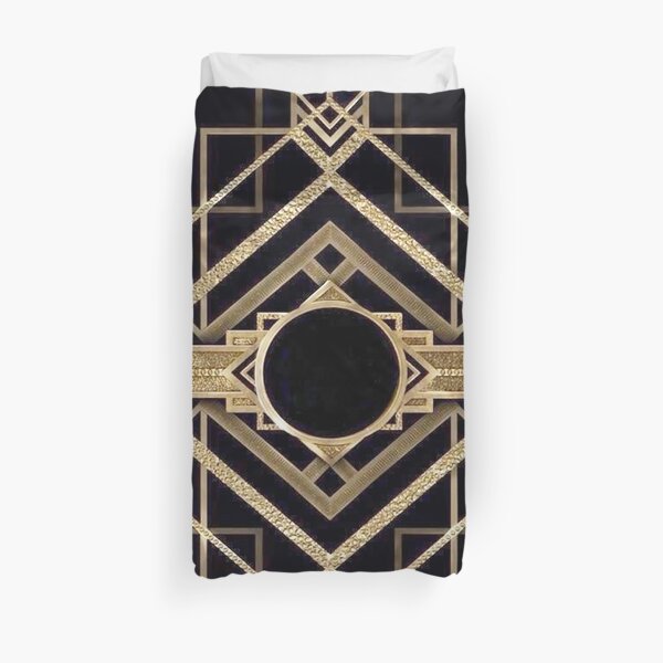 Art deco,vintage,1920 era,The Great Gatsby,gold,black,pattern,elegant,chic,modern,trendy Duvet Cover
