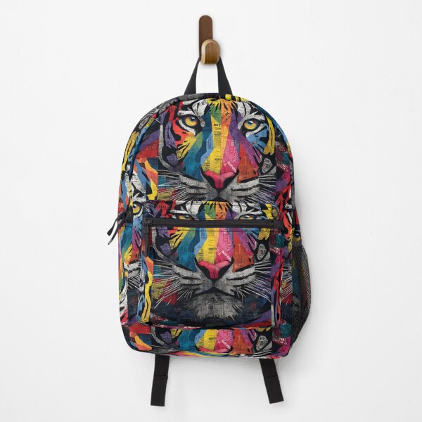 Item preview, Dynamic Tiger Face - Intense Geometric Design Bursting with Vivid Hues designed and sold by OlfactoART Studio.