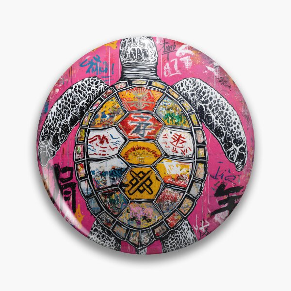 Item preview, Streetwise Sea Turtle - Dynamic Wildlife Portrait with Colorful Symbols and Energy designed and sold by OlfactoART Studio.