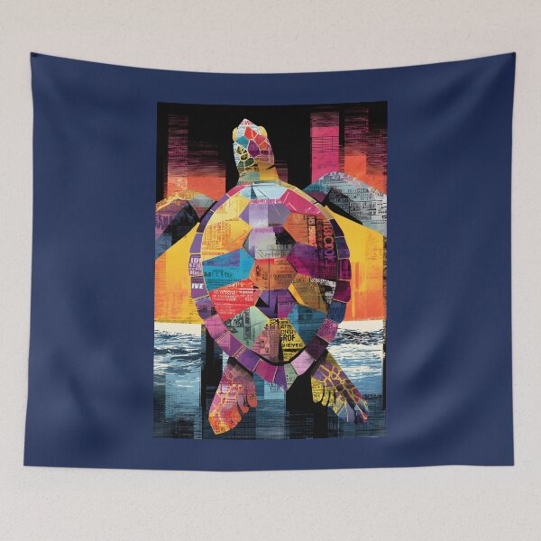 Item preview, Protect the Ocean's Guardian - Dynamic Turtle Design with Colorful Collage and Movement designed and sold by OlfactoART Studio.
