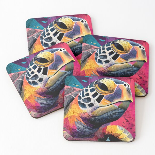 Item preview, Mosaic Sea Turtle - Vibrant Wildlife Portrait with Abstract Marine Elements designed and sold by OlfactoART Studio.