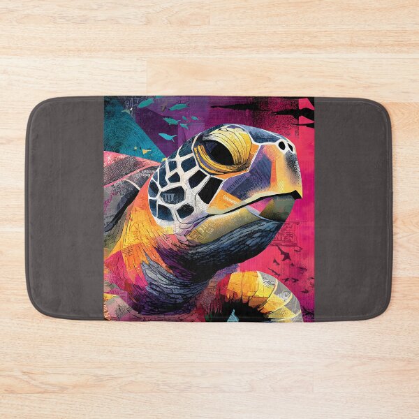 Item preview, Mosaic Sea Turtle - Vibrant Wildlife Portrait with Abstract Marine Elements designed and sold by OlfactoART Studio.