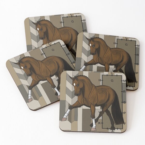 Item preview, Half Pass Dressage Horse on Tan Abstract Background designed and sold by DappledMoon.