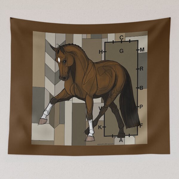 Item preview, Half Pass Dressage Horse on Tan Abstract Background designed and sold by DappledMoon.