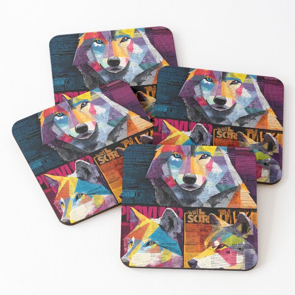 Item preview, Pack of Wolves Unite - Vibrant Geometric Wildlife Portrait with Textured Layers designed and sold by OlfactoART Studio.