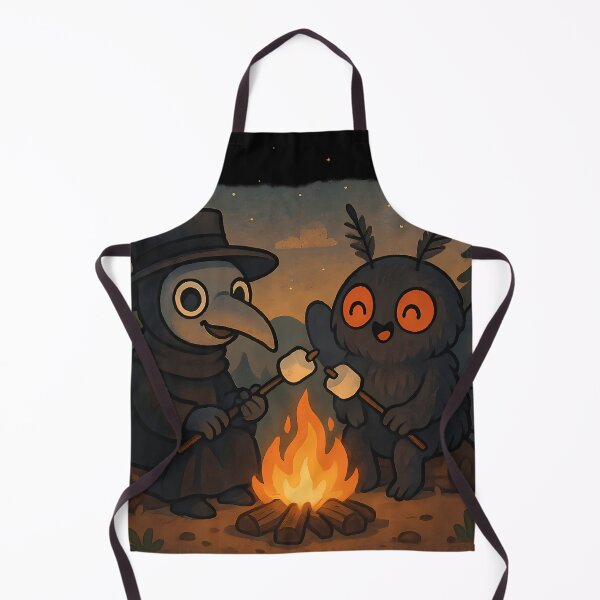 Item preview, Cute Plague Doctor & Mothman Roasting Marshmallows by the Campfire designed and sold by designsbyhw.