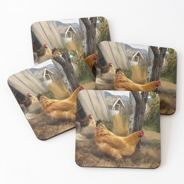 Item preview, Chicken hen house oil painting  designed and sold by bohemianeNVy7.