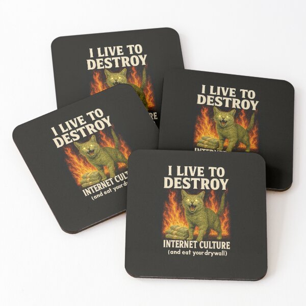 Item preview, I Live to Destroy Internet Culture (and eat your drywall) – Cursed Cat Meme Sticker designed and sold by artfortheartist.