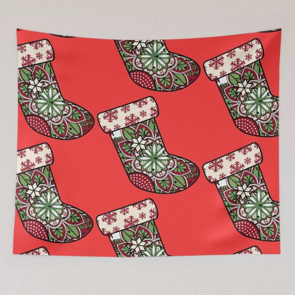 Item preview, Christmas mandala red cute stocking filler cozy joy happy holiday vibes designed and sold by DivineMandala.