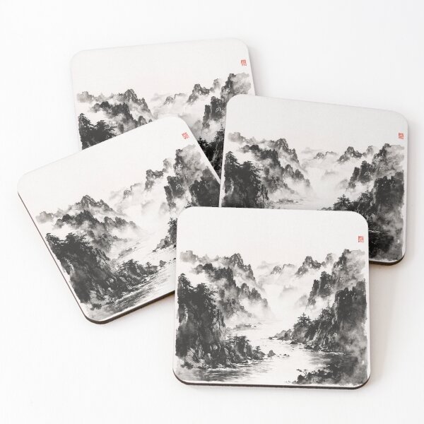 Item preview, Serene Mountain River in Ink Wash designed and sold by natthaaekf.