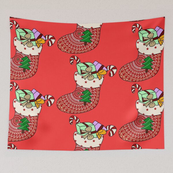 Item preview, Red cute mandala Christmas red stocking filler cozy joy happy holiday vibes designed and sold by DivineMandala.