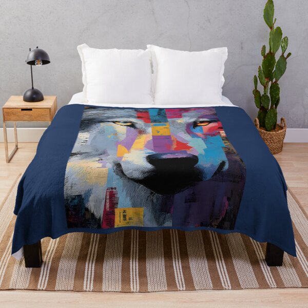 Item preview, Protect the Wild Wolf - Vibrant Mosaic Portrait with Bold Abstract Energy designed and sold by OlfactoART Studio.