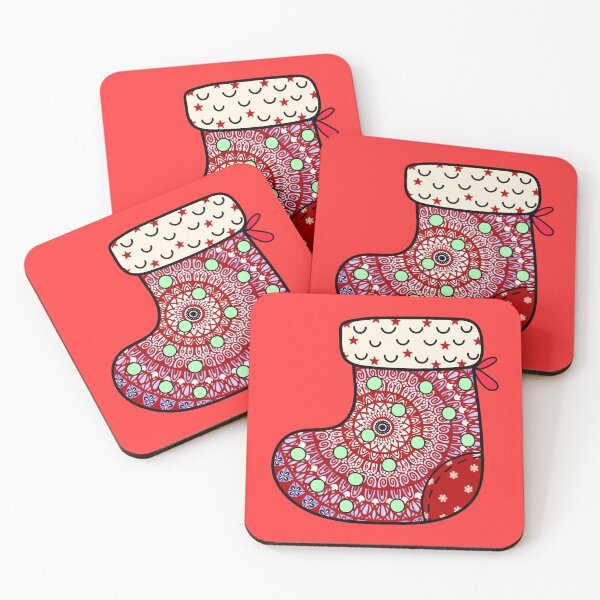 Item preview, Festive Christmas mandala red cute stocking filler cozy joy happy holiday vibes designed and sold by DivineMandala.