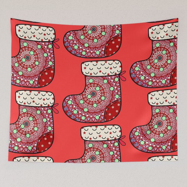 Item preview, Festive Christmas mandala red cute stocking filler cozy joy happy holiday vibes designed and sold by DivineMandala.