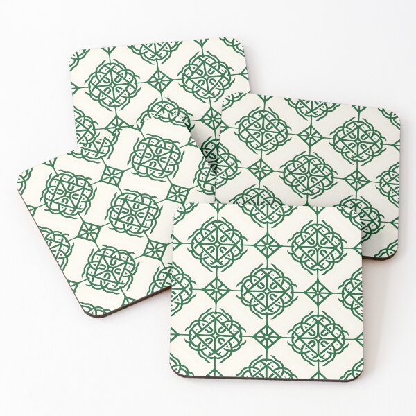 Item preview, Elegant Celtic Knot Design Seamless Pattern Tapestry - Green Celtic Knots on Cream Background designed and sold by FestivityFinds.