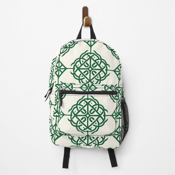 Item preview, Elegant Celtic Knot Design Seamless Pattern Tapestry - Green Celtic Knots on Cream Background designed and sold by FestivityFinds.