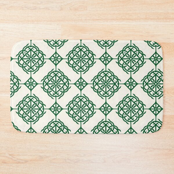 Item preview, Elegant Celtic Knot Design Seamless Pattern Tapestry - Green Celtic Knots on Cream Background designed and sold by FestivityFinds.