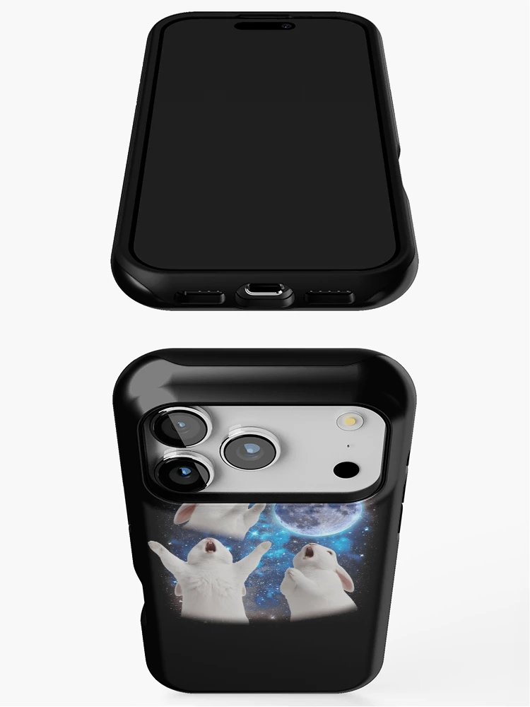 Thumbnail 3 of 4, iPhone Case, Three Rabbits Howling At The Moon Weird Meme Rabbit Gear designed and sold by DynamicDesign.