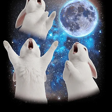 Artwork thumbnail, Three Rabbits Howling At The Moon Weird Meme Rabbit Gear by DynamicDesign