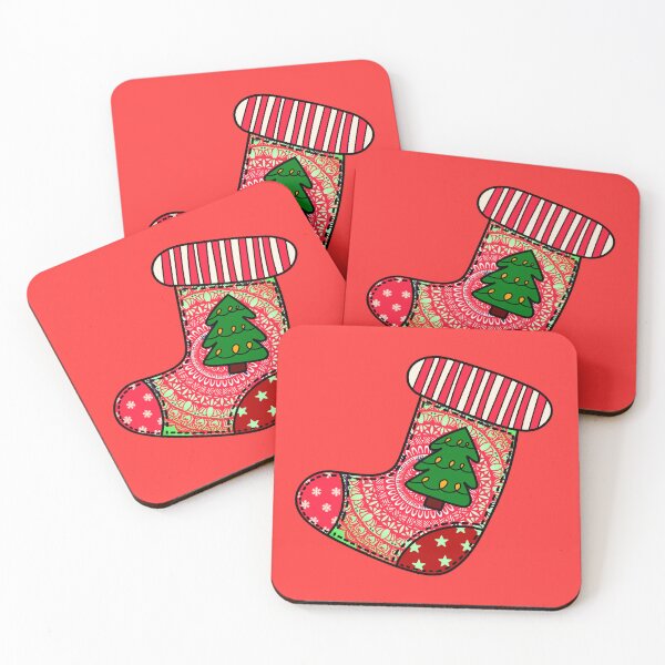 Item preview, Happy holidays Red cute mandala Christmas red stocking filler cozy joyous vibes designed and sold by DivineMandala.