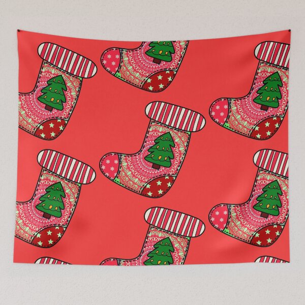 Item preview, Happy holidays Red cute mandala Christmas red stocking filler cozy joyous vibes designed and sold by DivineMandala.