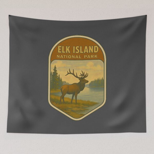 Item preview, Vintage Canadian National Park Prints: Elk Island designed and sold by PinUpPizzazz.
