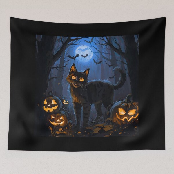 Item preview, Moonlit Mischief: Enchanted Halloween Cat designed and sold by Silrom.