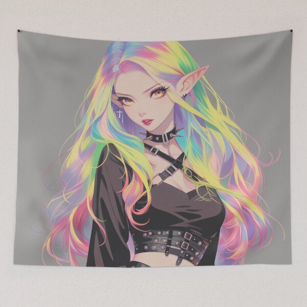 Item preview, Rainbow Hair Goth Girl designed and sold by CursedbyLilith.