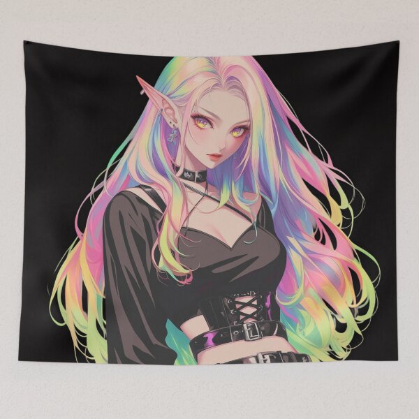 Item preview, rainbow goth girl designed and sold by CursedbyLilith.