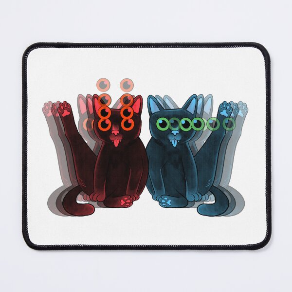 Item preview, Red and Blue Trippy Cats – Creepy Cute Dual Psychedelic Illustration designed and sold by J-Mindful.
