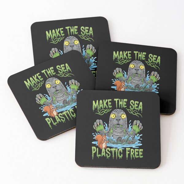 Item preview, Make the Sea Plastic Free Monster Art The Plastic Plague: Horror Seal Art  designed and sold by The2TowPax.