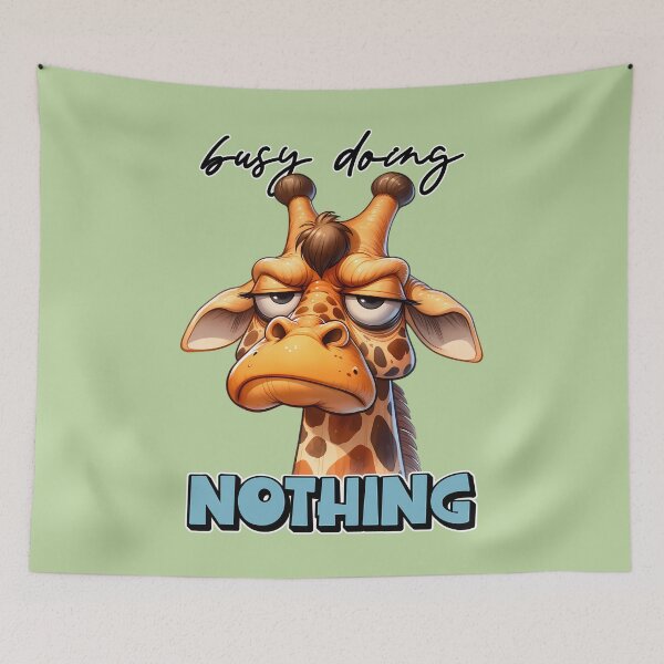 Item preview, Tired Giraffe – Busy Doing Nothinggiraffe art, tired giraffe, funny giraffe, lazy humor, animal design, giraffe lover, quirky art, droopy eyes, busy doing nothing, animal humor designed and sold by Pawsomeprints59.